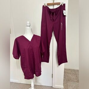 Cherokee Scrubs Maroon NWT 2 piece Unisex Bottom Sz M